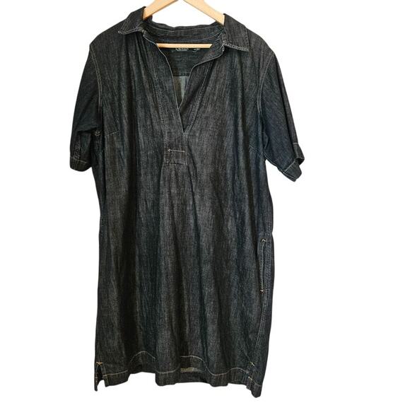 Lauren Ralph Lauren Denim Shirt Dress Shift Short Sleeves Size 2X Pockets - Picture 2 of 7